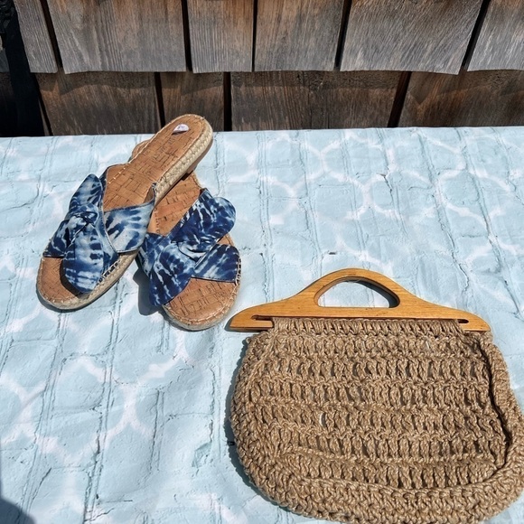 Nine West 9M Tie Dye Denim Espadrilles Casual Slide Sandals Women's EXC - Picture 7 of 7